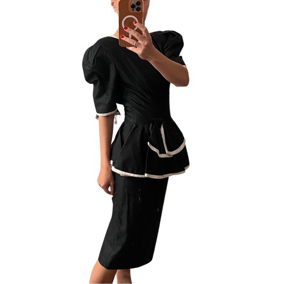 Saks Fifth Avenue black dress with bow cotton size 4 - Picture 6 of 10